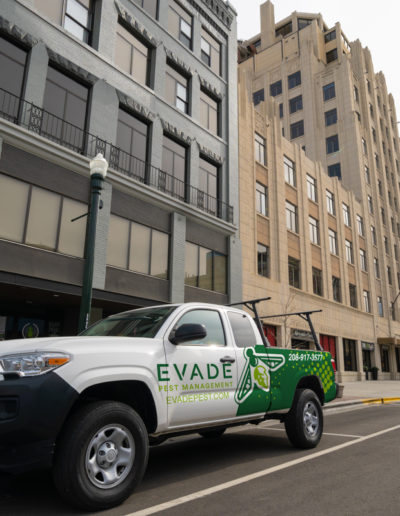 Evade Pest Management truck downtown Boise Idaho